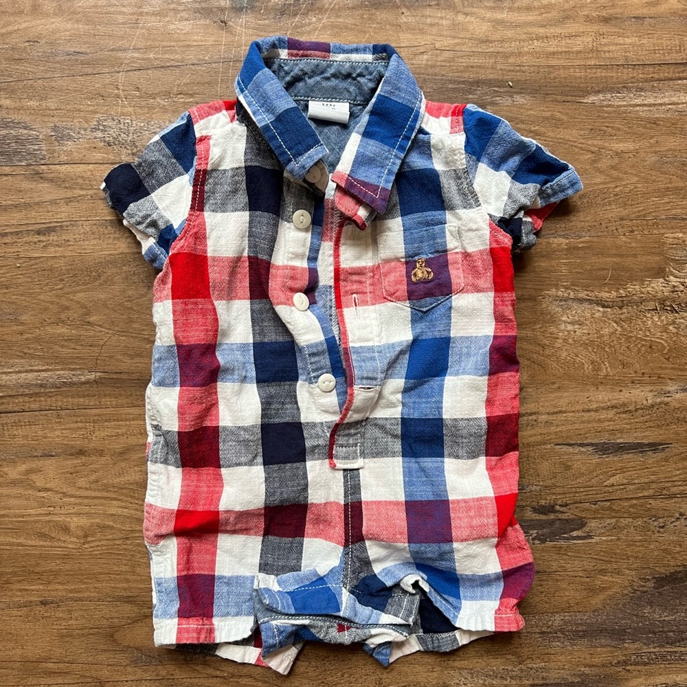 GAP Plaid Baby Romper 0-3M